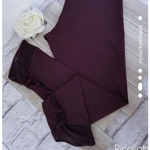 Aubergine Ruffled Mesh Leggings